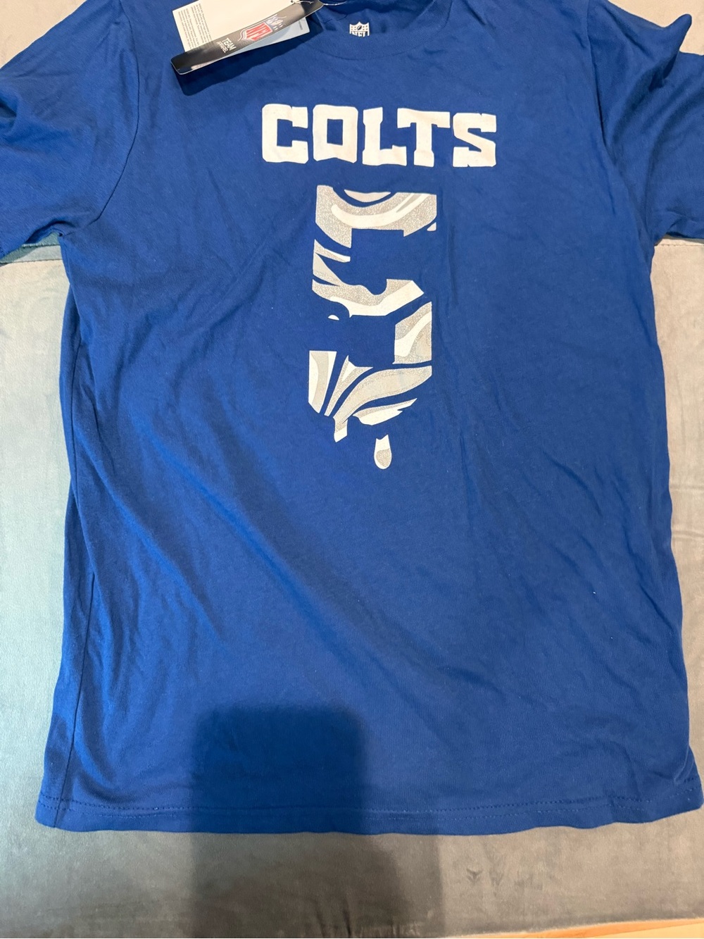 NFL Royal Blue Colts Graphic Tee with White Number